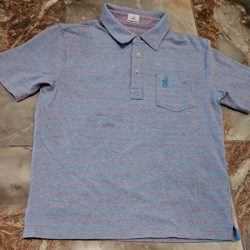 Striped Polo Shirt in Blue and Pink
